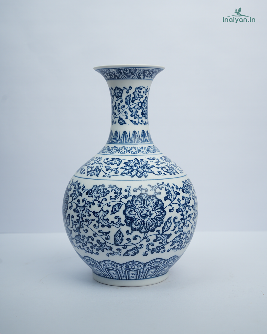 Blue & White Chinoiserie Designer Ceramic Vase