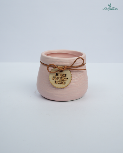 Blush Pink Tag-Charm Ceramic Mini Pot
