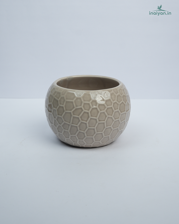 Speckled Taupe Matte Round Ceramic Pot - 4"