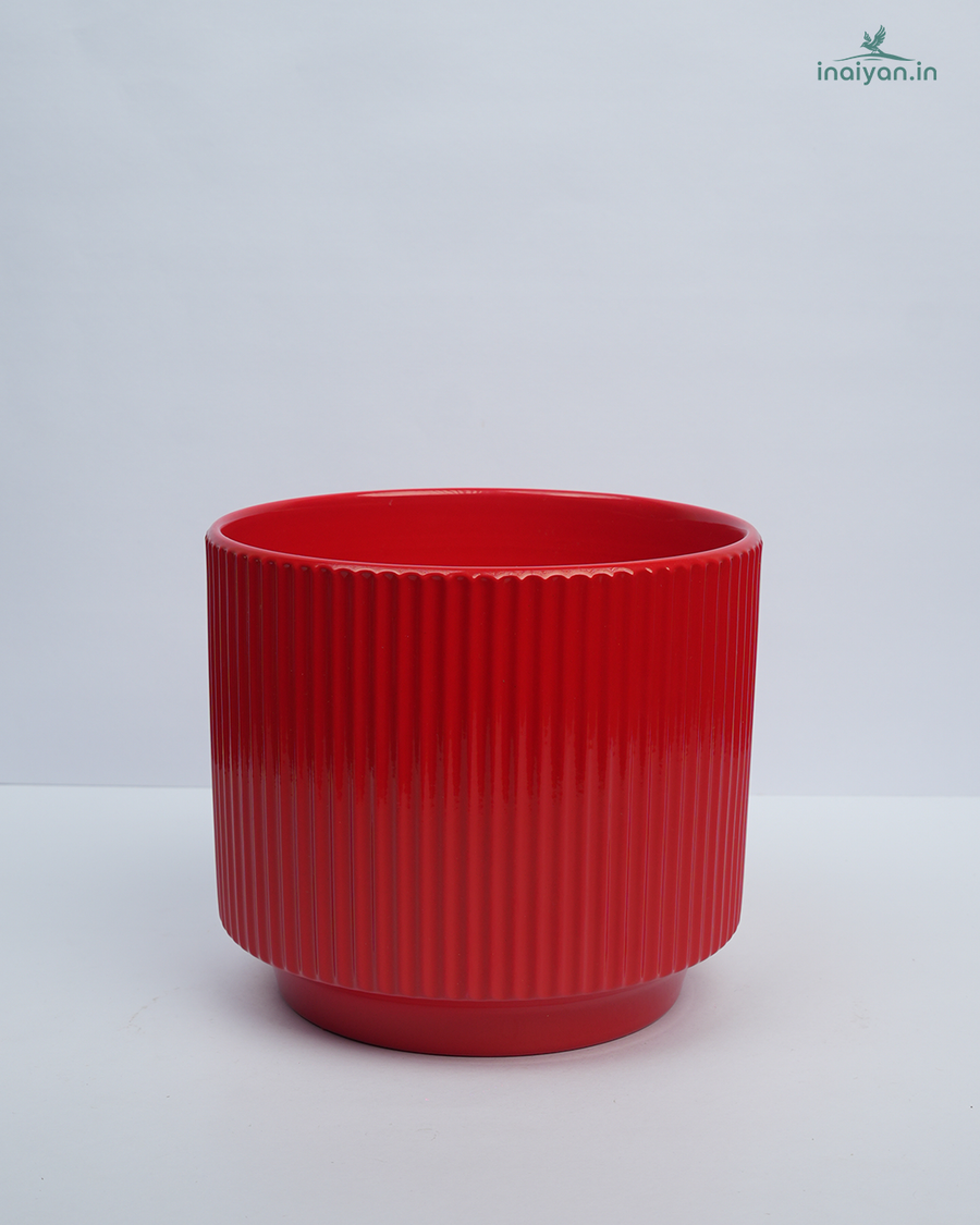 Lipstick Red Cylinder Ceramic Planter