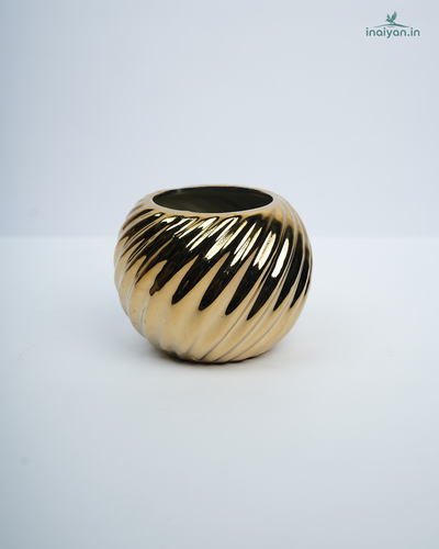 Antique Gold Swirl Textured Ceramic Pot