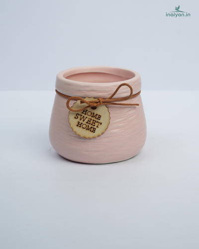 Ivory Tag-Charm Rustic Ceramic Pot