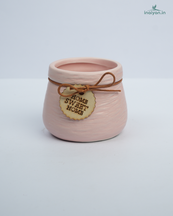 Ivory Tag-Charm Rustic Ceramic Pot - 3"