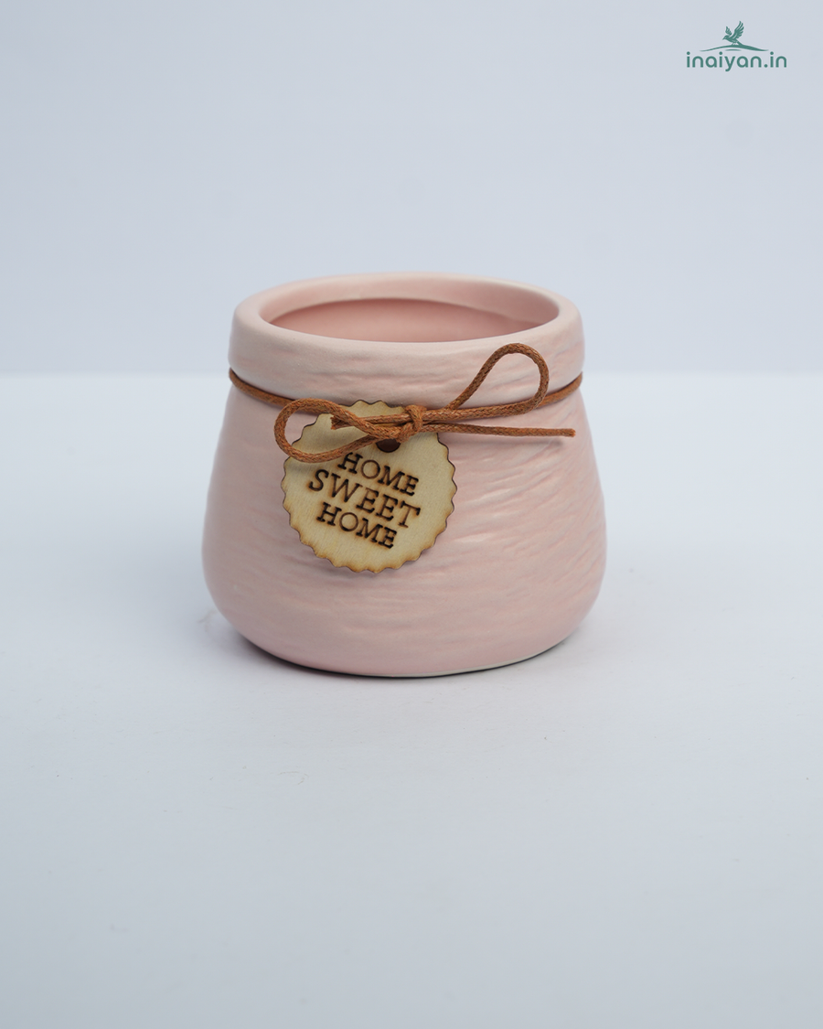 Ivory Tag-Charm Rustic Ceramic Pot