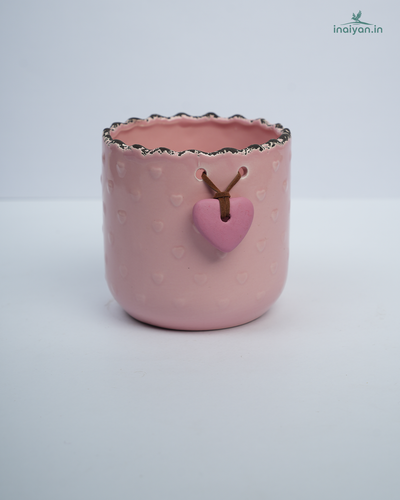 Wine Red Deer-Embossed Ceramic Pot