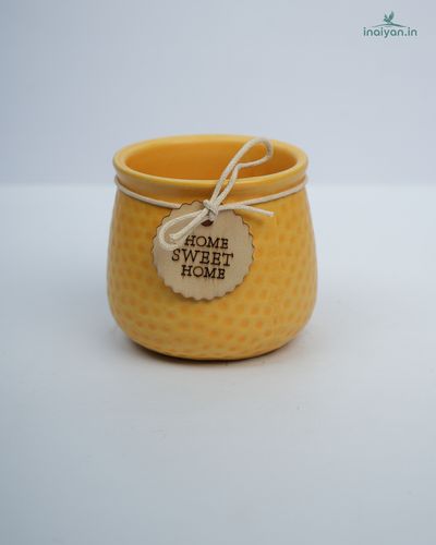 Honey Amber Jute-Tied Tag Ceramic Pot