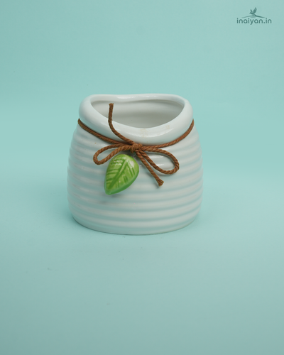Rustic Jute-Tied Ceramic Herb Planter