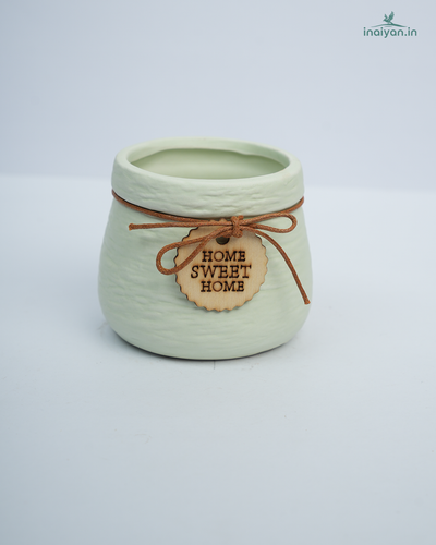Cream Rope-Tied Ceramic Mini Planter