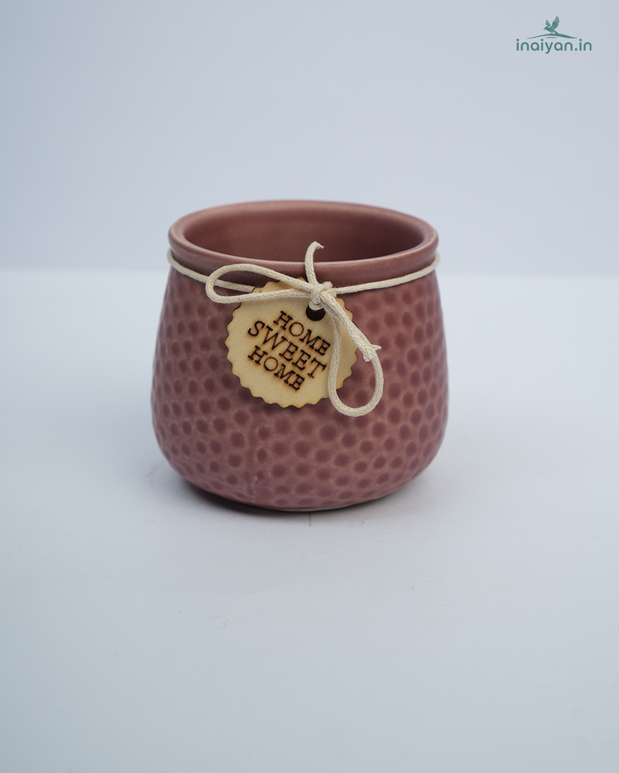 Dark Burgundy Dotted Ceramic Pot