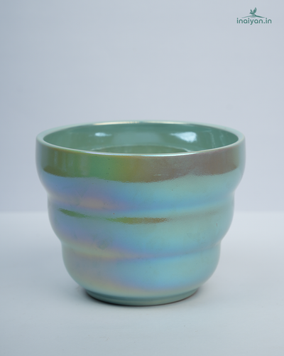 Peacock Green Rainbow Glaze Ceramic Planter