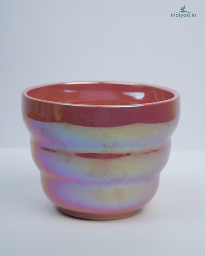 Rose-Gold Iridescent Rainbow Glaze Ceramic Pot