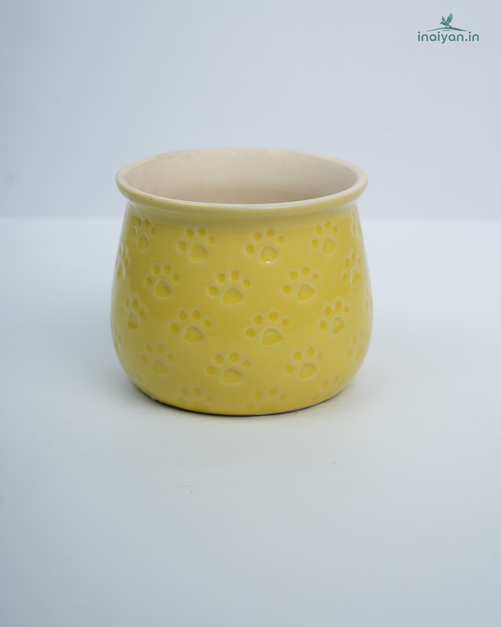 Banana Yellow Speckle Matte Ceramic Pot - 3.5"