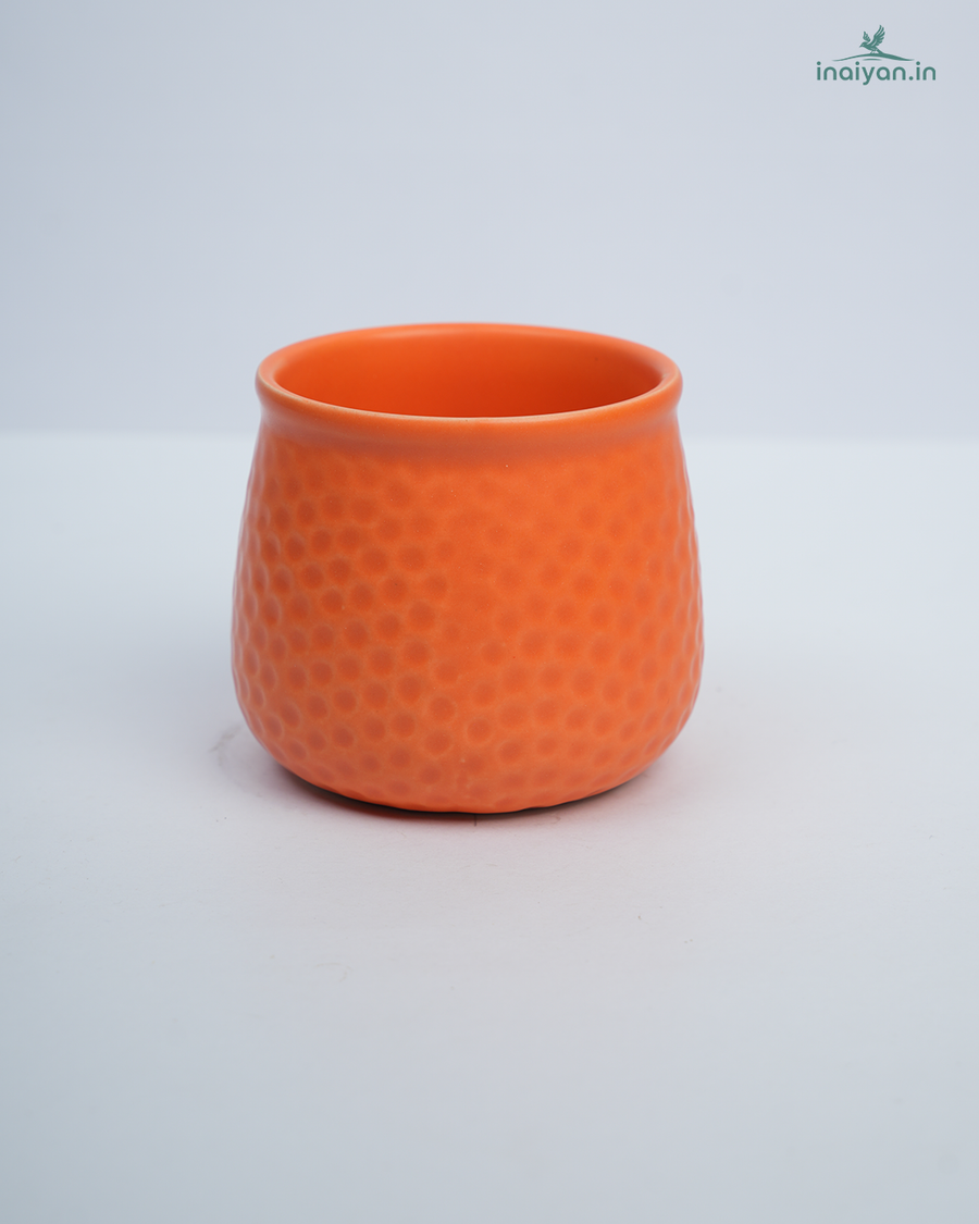 Rustic Orange Dotted Ceramic Pot