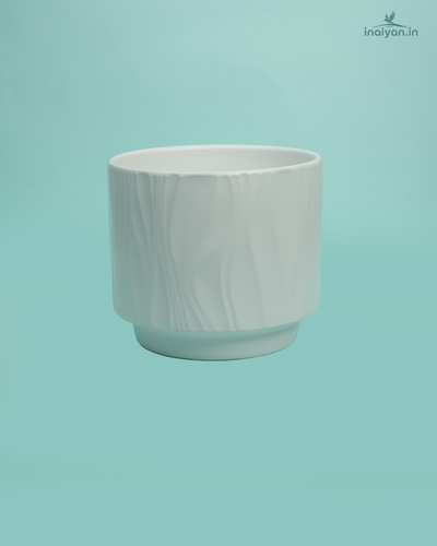 Smooth Glaze White Ceramic Round Planter