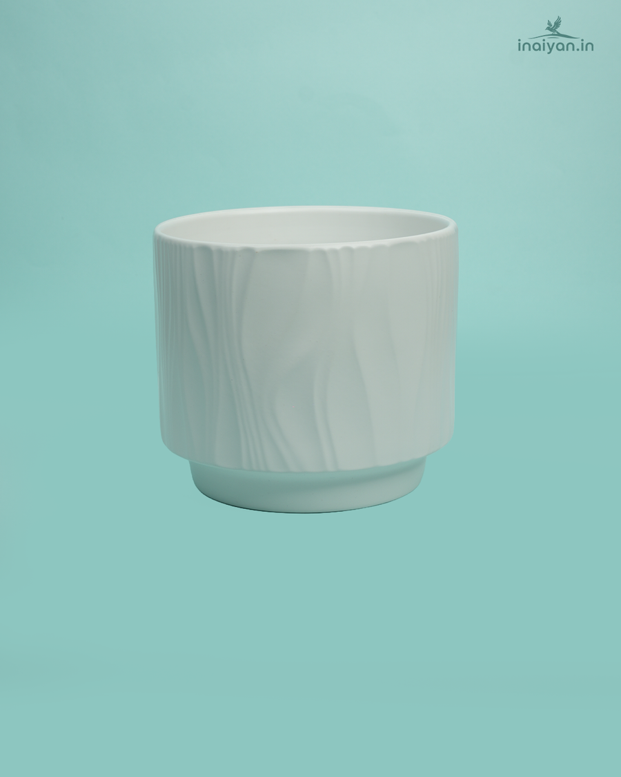 Smooth Glaze White Ceramic Round Planter