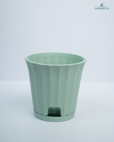 Mint Green Eco Fluted Garden Planter with Saucer