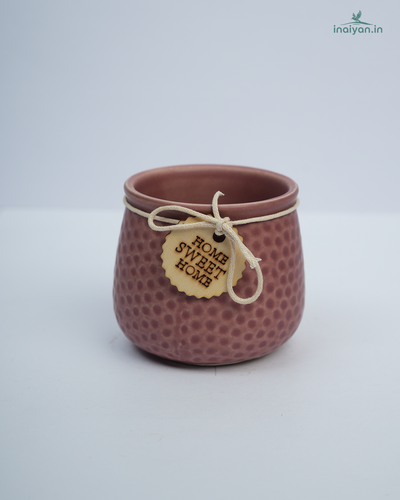 Woven-Rope Textured Terracotta-Tone Ceramic Pot