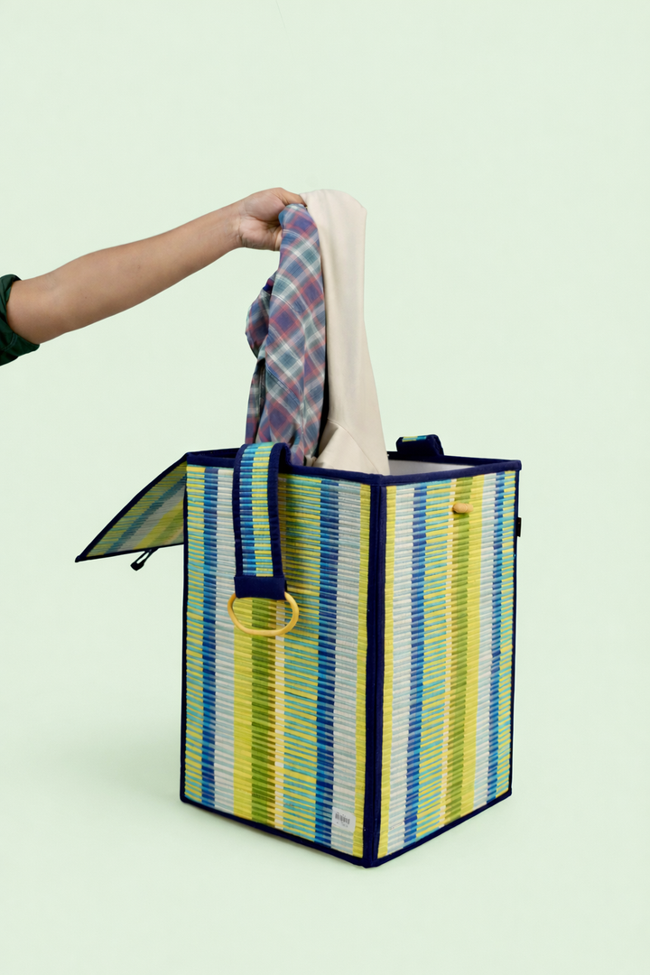 Handcrafted Woven Laundry Basket with Lid - Eco-Friendly Hamper