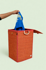 Handcrafted Woven Laundry Basket with Lid - Eco-Friendly Hamper 2