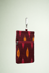 Handmade Kalamkari Mobile Pouch with Clip 2