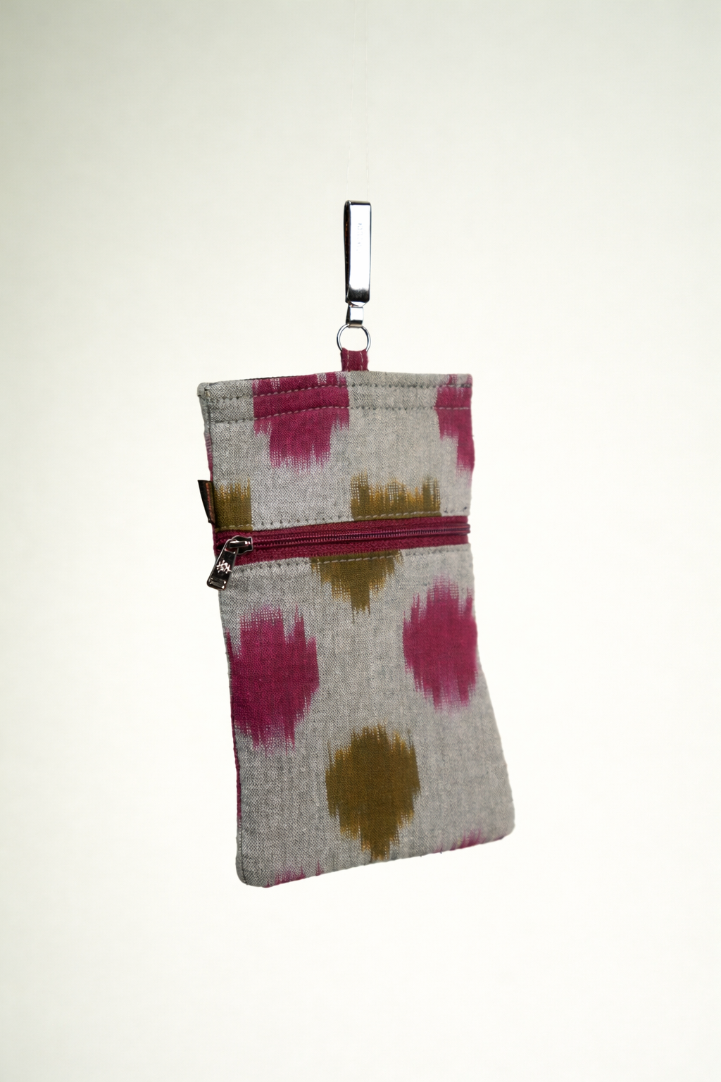 Handmade Kalamkari Mobile Pouch with Clip