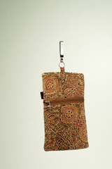 Handmade Kalamkari Mobile Pouch with Clip 10