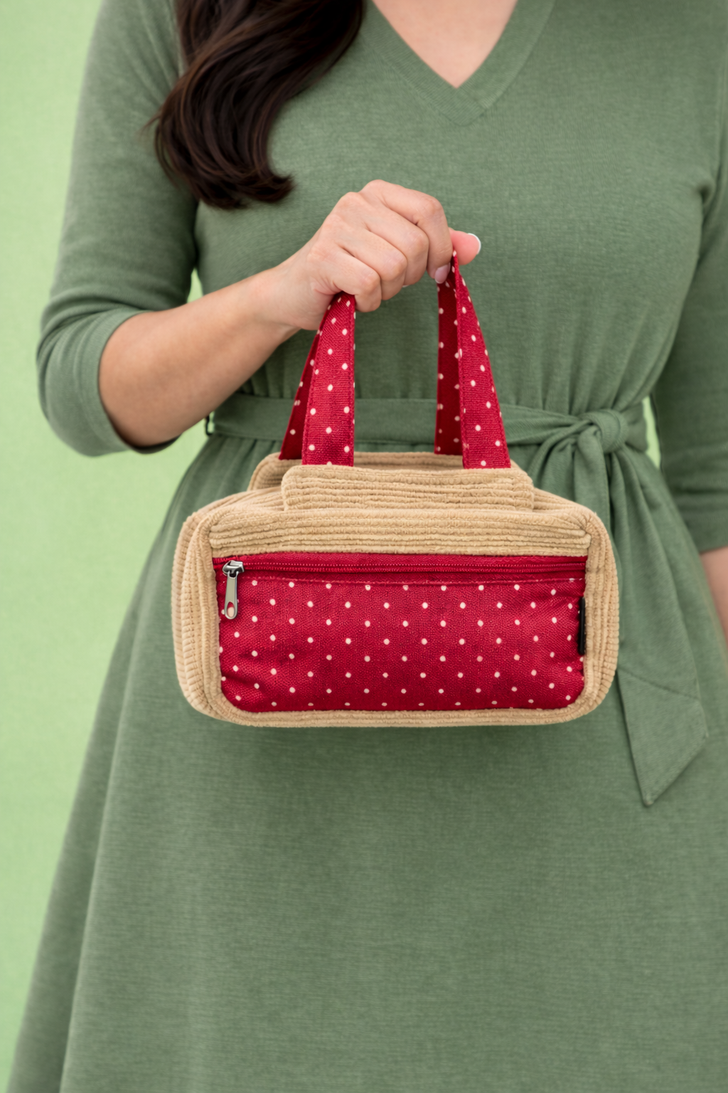 Corduroy Mini Handbag for Women – Stylish Rip Fabric Zipper Utility Bag