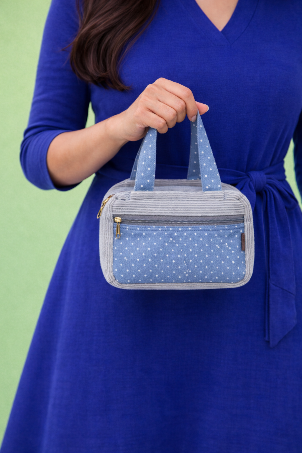 Corduroy Mini Handbag for Women – Stylish Rip Fabric Zipper Utility Bag