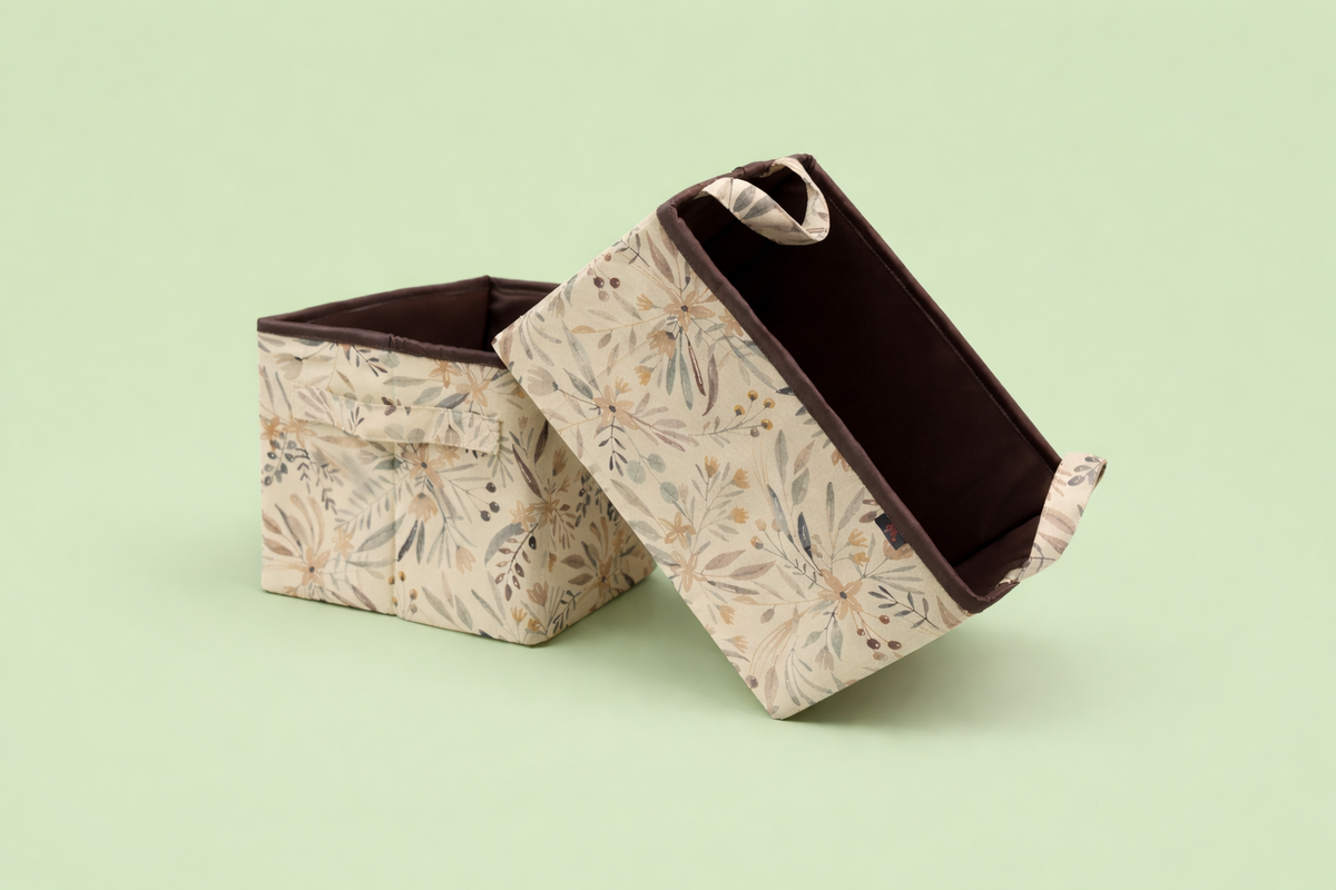 Printed Fabric Cupboard Storage Organizer Bins | Wardrobe Storage Boxes
