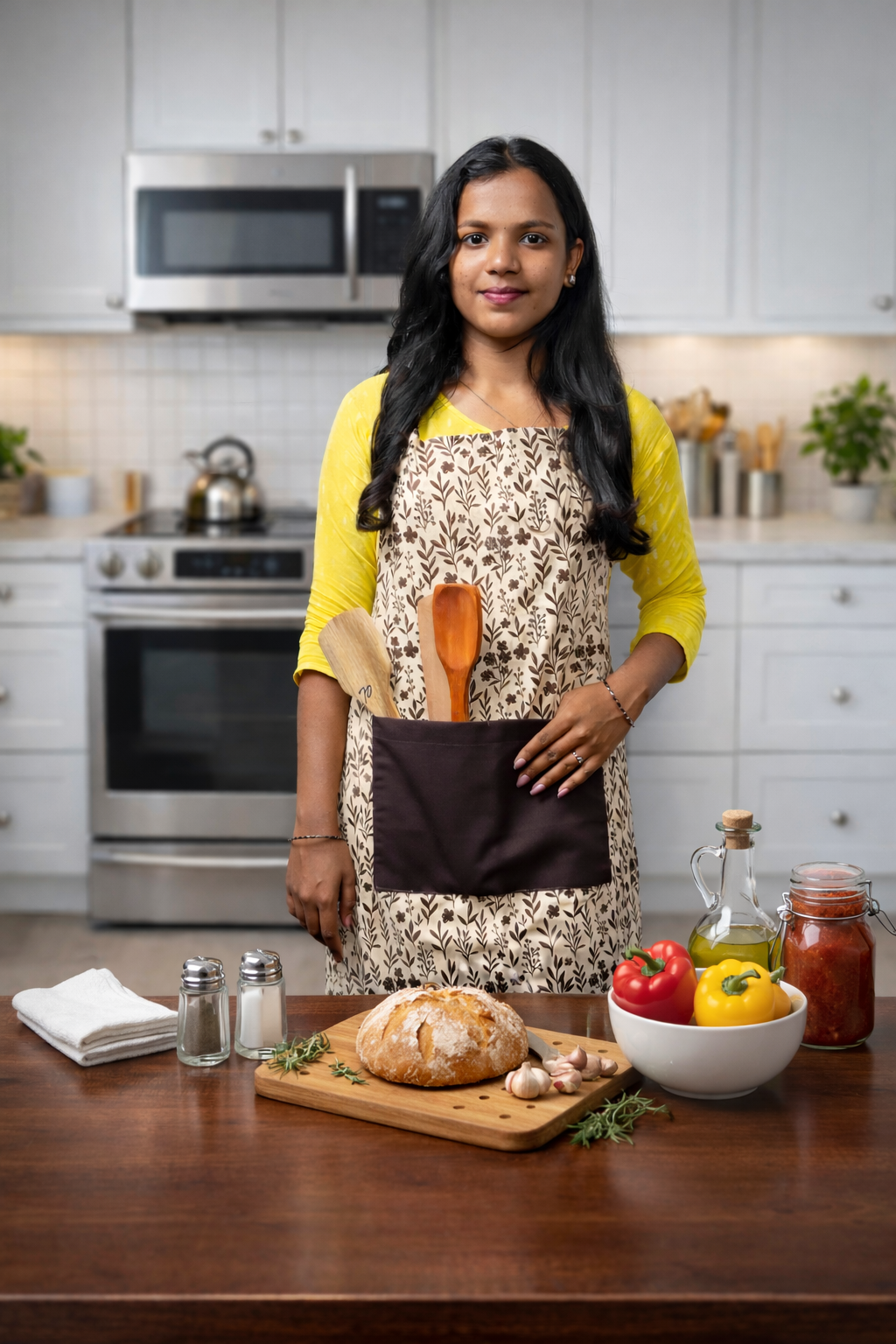 Premium Kitchen Apron with Front Pocket - Durable Cooking Apron