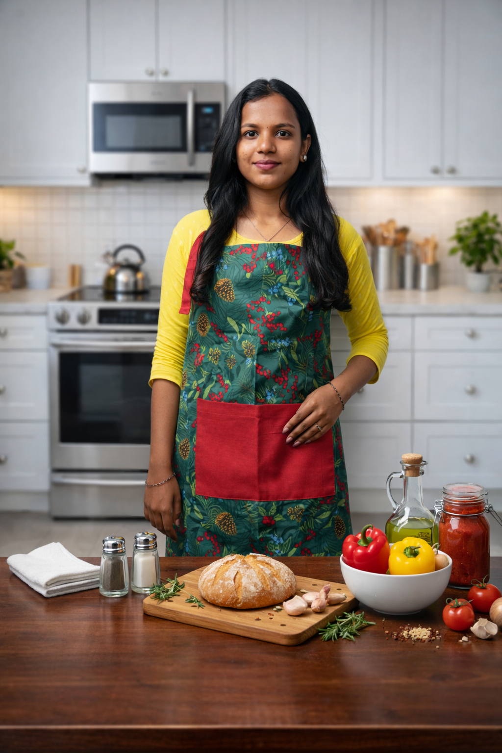 Premium Kitchen Apron with Front Pocket - Durable Cooking Apron