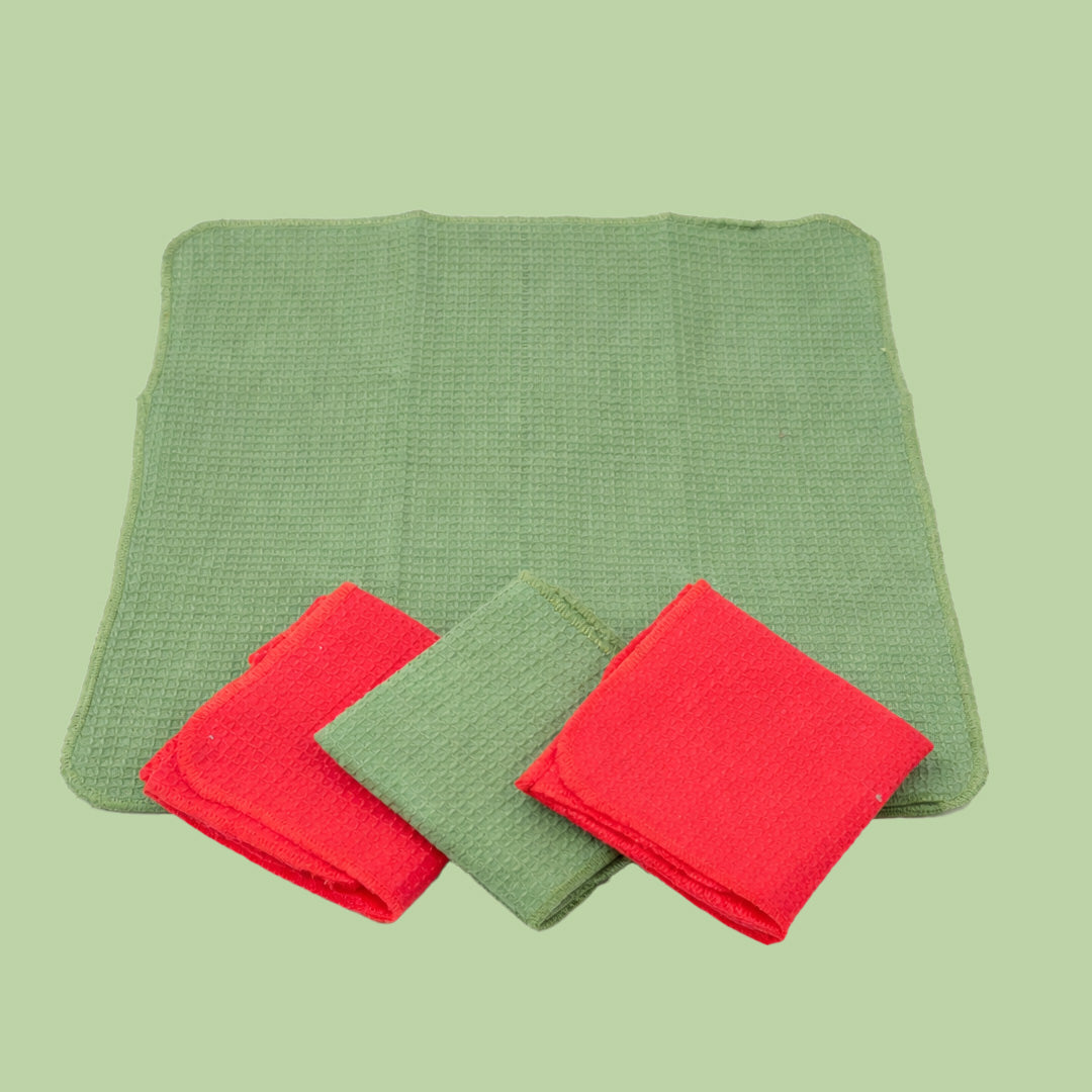 Small Cotton Kitchen Towels - Set of 4 | Absorbent & Quick Dry