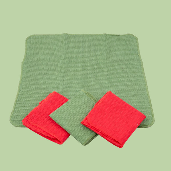 Small Cotton Kitchen Towels - Set of 4 | Absorbent & Quick Dry