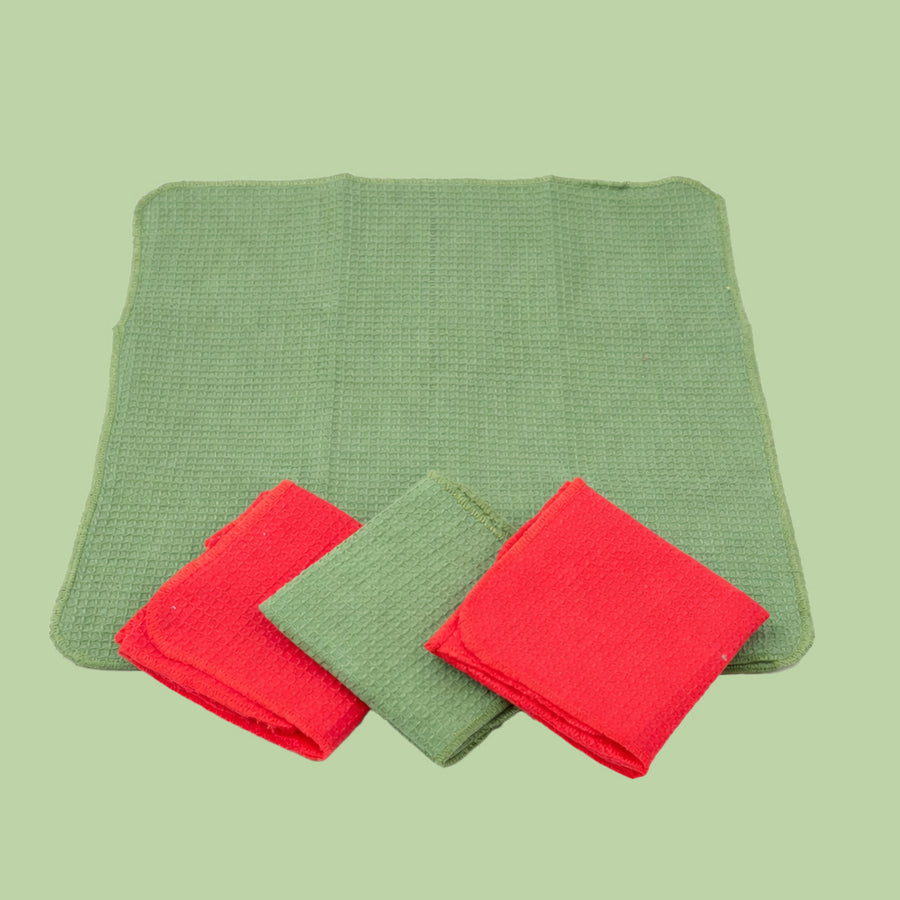 Small Cotton Kitchen Towels - Set of 4 | Absorbent & Quick Dry